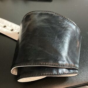 Wide Black Sash Faux Leather Belt